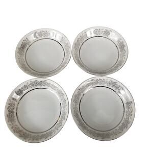 Lot of 4 Arlen Fina China Filigree 477 Fruit Dessert Berry Bowls Platinum 5.25"